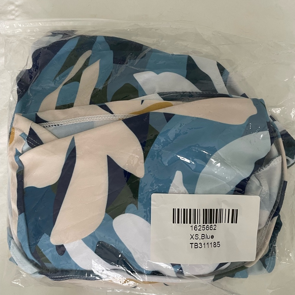 NWT SeaFancy Blue Floral Square Neck Bikini Top & High-Waist Briefs Set, XS - Picture 5 of 6